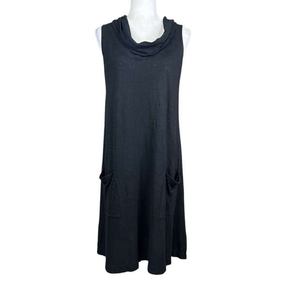 Eileen Fisher XS Cowl Neck Dress Hemp Slub Organic Cotton Lightweight Pockets - Picture 2 of 10